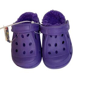 Berkley Jensen Kids Faux Fur Lined Clogs Violet Size 6